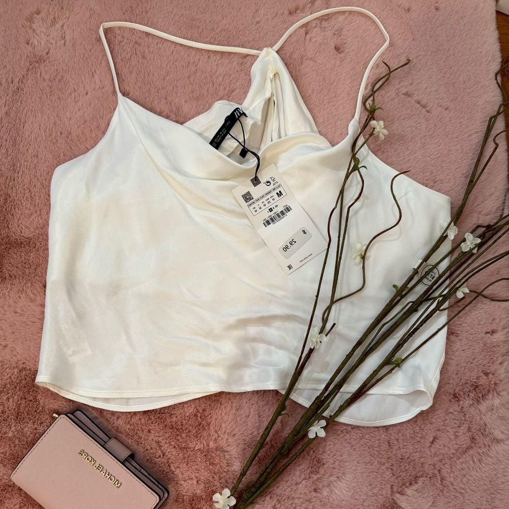 ZARA White Sleveless Top